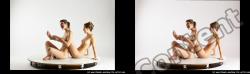 Nude Woman - Woman White Sitting poses - ALL Slim long blond Sitting poses - simple 3D Stereoscopic poses Pinup